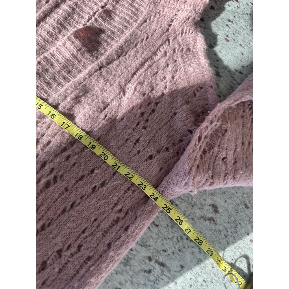 Free People Alpaca Blend Lemon Drop Hooded Pointelle-Knit Dusty Rose Cardigan XS - Picture 6 of 10